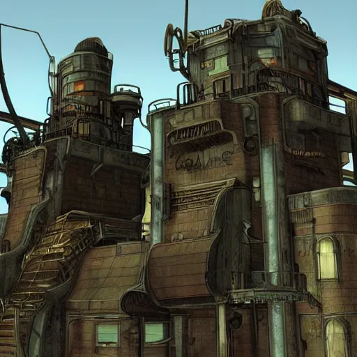 Prompt: a steampunk version of the citadel from half - life