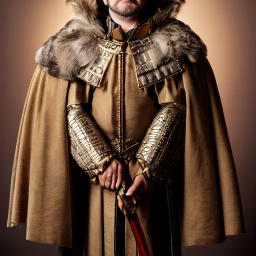 Prompt: richard iv the roman king, real human wearing cashmere full body suit, soft studio lighting, sigma lens photo,