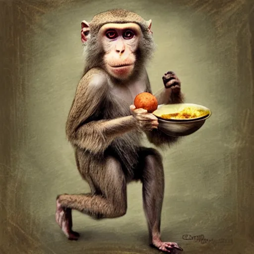 Image similar to a macaque medieval chef, fantasy concept art by nicoletta ceccoli, mark ryden, lostfish, max fleischer