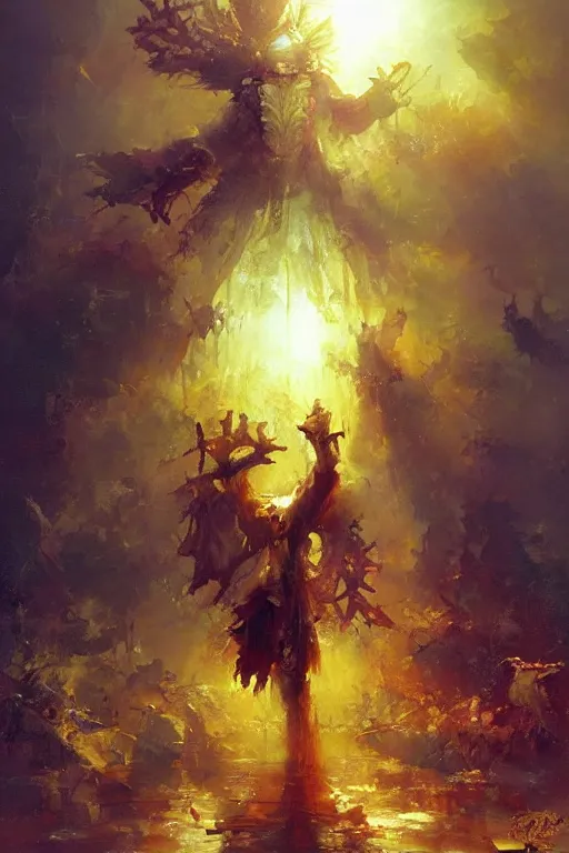 Prompt: praise the sun that brings the dawn of our final doom., by ryohei hase, by john berkey, by jakub rozalski, by john martin