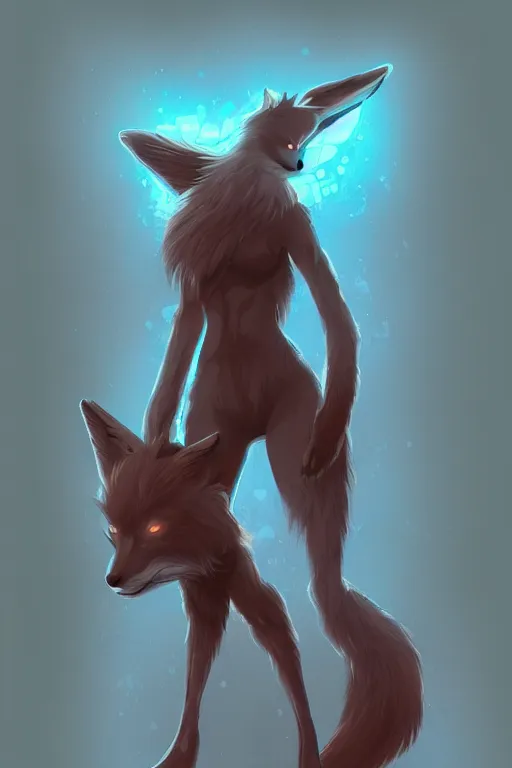 Image similar to a fox fursona, trending on artstation, by kawacy, furry art, digital art, cyberpunk, high quality, backlighting