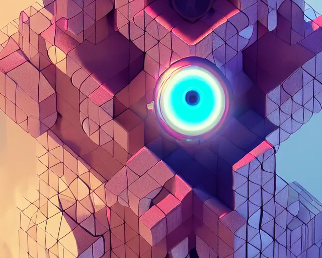 Image similar to portrait of dreamlike giant eye puzzle lock cube, intricate abstract. intricate artwork, by tooth wu, wlop, beeple, dan mumford. concept art, octane render, trending on artstation, greg rutkowski very coherent symmetrical artwork. cinematic, key art, hyper realism, high detail, octane render, 8 k, iridescent accents