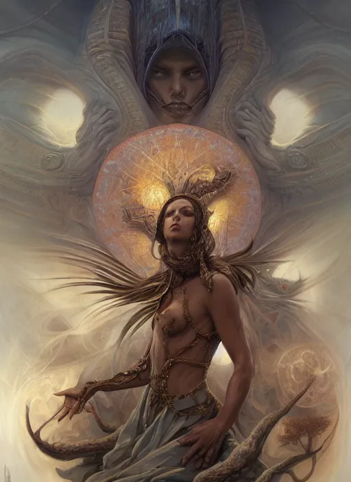 Prompt: god's envisionment, shamanic poste, elegant, highly detailed, centered, digital painting, artstation, concept art, smooth, sharp focus, illustration, artgerm, tomasz alen kopera, peter mohrbacher, donato giancola, joseph christian leyendecker, wlop, frank frazetta