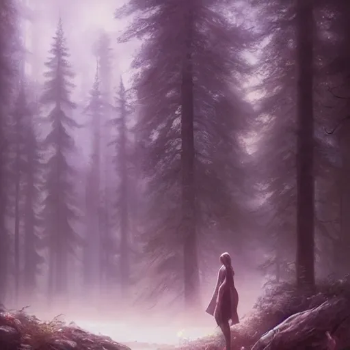 Prompt: beautiful landscape of a mystical forest clearing, oil painting, Artgerm, Charlie Bowater, Greg Rutkowski, noon glow, unreal 5, DAZ, hyperrealistic, octane render, RPG landscape, dynamic lighting, fantasy art, beautiful landscape