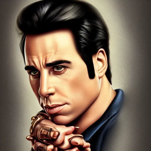 Image similar to john travolta portrait, Pixar style, by Tristan Eaton Stanley Artgerm and Tom Bagshaw.