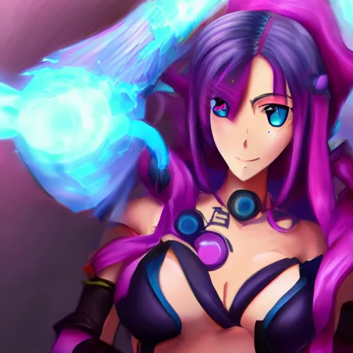 Prompt: jinx from league of legends full body portrait in the style of anime, cinematic