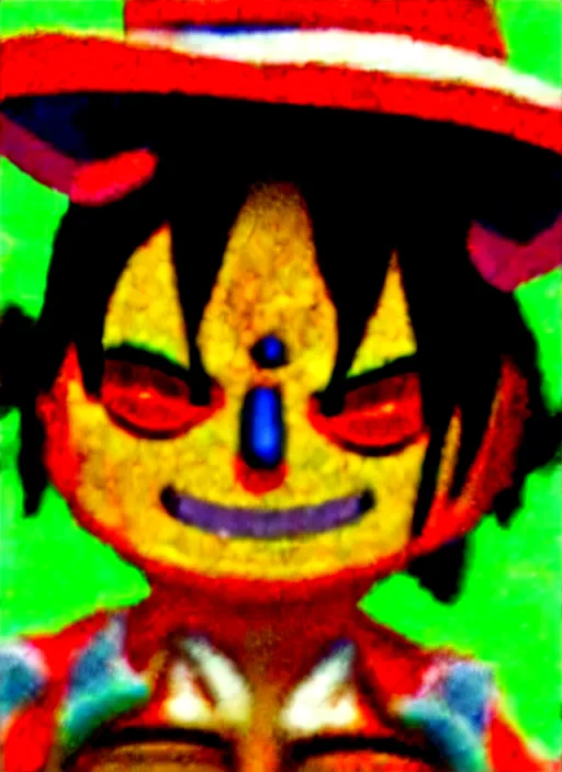 Prompt: photograph of a luffy face, depth of field, focus,