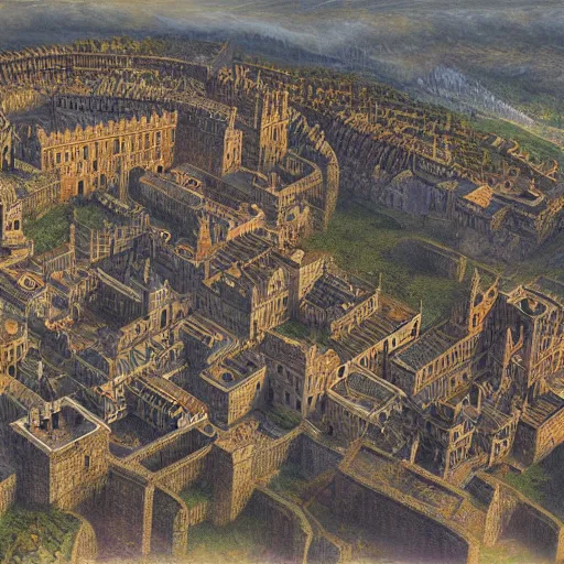 Image similar to Digital art of a large medieval capital with a citadel, bird's eye view Marc Simonetti Peter Zumthor