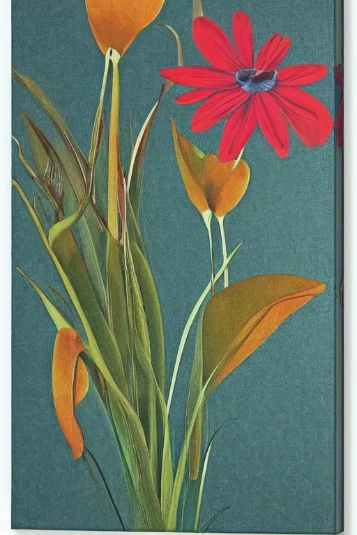 Image similar to mid century modern art retro botanical illustration on canvas by bernard simunovic