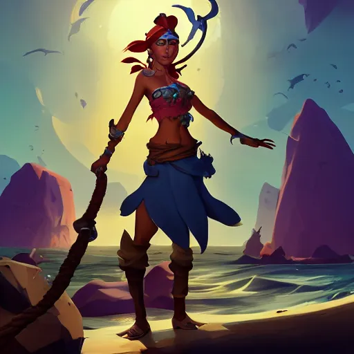 Image similar to jack the pirate mermaid on sea of thieves game avatar hero, behance hd by jesper ejsing, by rhads, makoto shinkai and lois van baarle, ilya kuvshinov, rossdraws global illumination