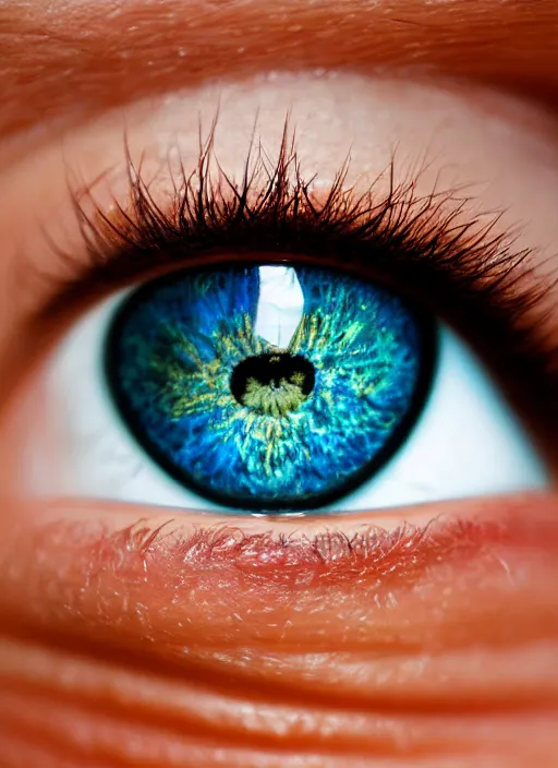 Image similar to portrait of a stunningly beautiful eye, refracting