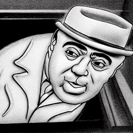 Image similar to al capone as a calzone being turned into a calzone as a calzone but still with the face of al capone being baked in an oven as a calzone, realistic, hyperrealistic, ultra realistic, real, real world, highly detailed, very detailed, extremely detailed, intricate details, 8 k resolution, hd quality