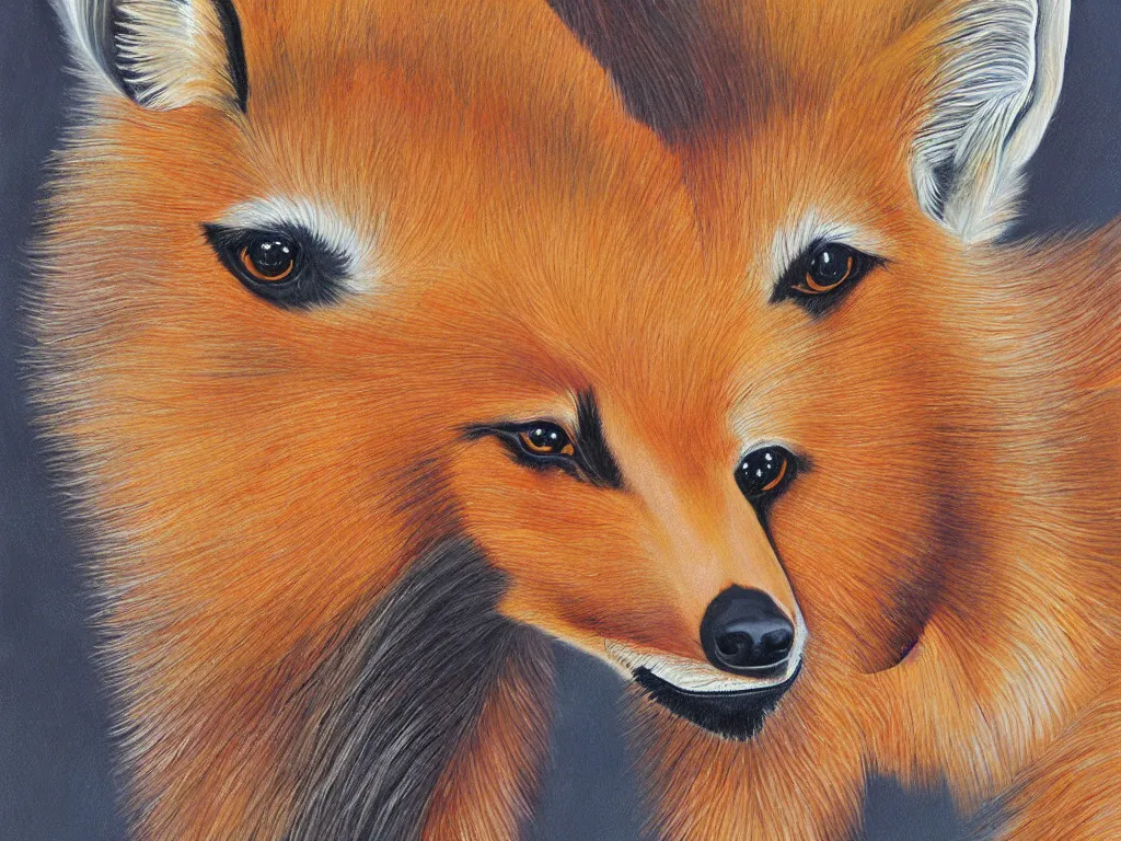 Image similar to Maned wolf. Painting by Georgia O'Keefe