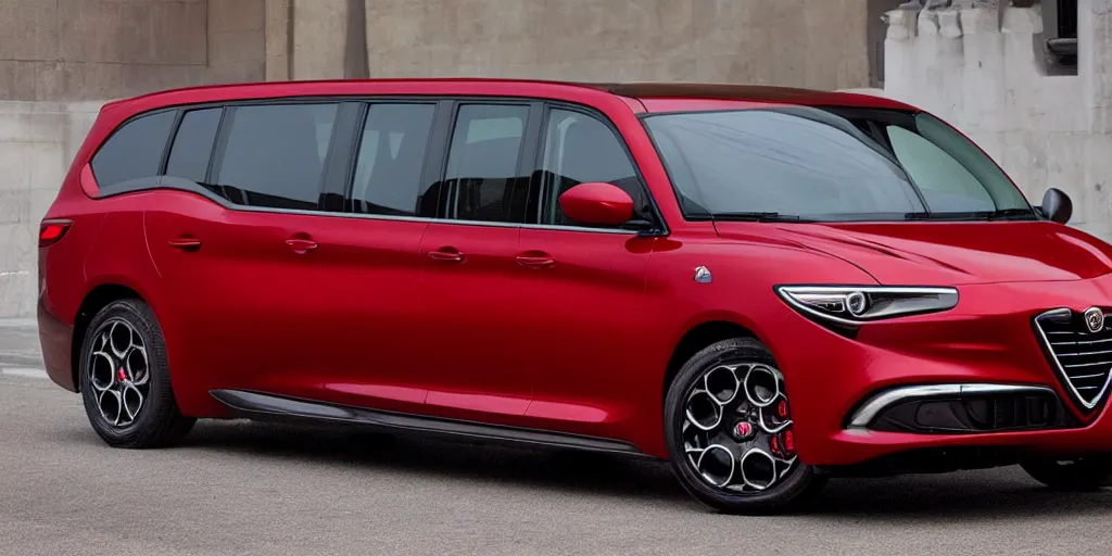 Image similar to 2022 Alfa Romeo Minivan, red