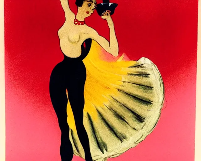 Prompt: audrey hepburn as cancan dancer, melchizedek champagne bottle. leonetto cappiello, pur champagne damery, 1 9 0 2.