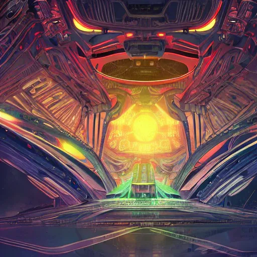 Prompt: alien superstructure, intricate, detailed, vibrant colors, volumetric lighting, scifi, fantasy, awe inspiring, digital art, trending on arstation