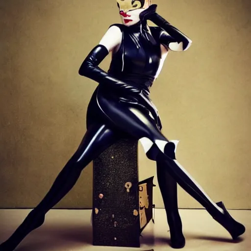 Prompt: Full-body portrait of Emma Stone as catwoman, trending on VSCO, by Nick Knight, by Bella Kotak