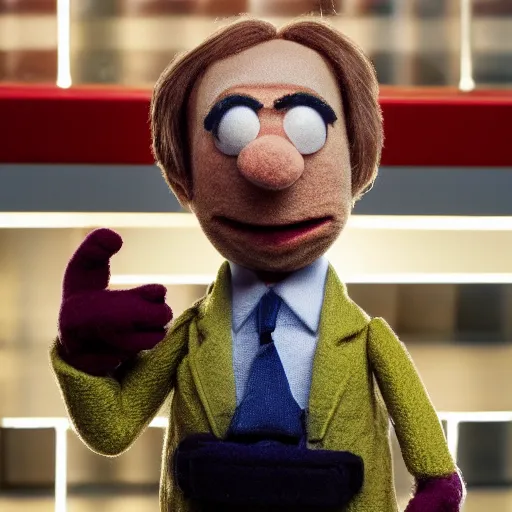 Prompt: saul goodman from breaking bad as a muppet