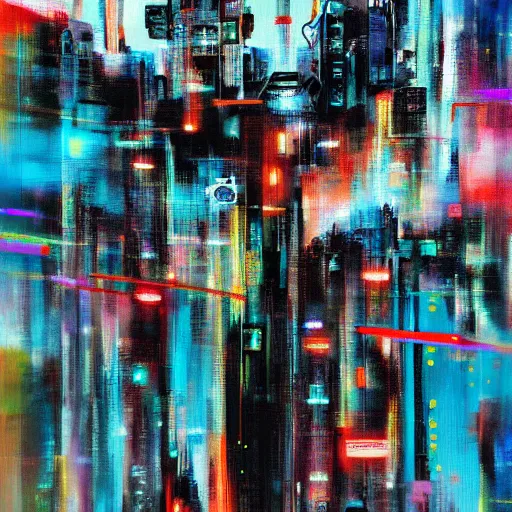 Prompt: cyberpunk abstract painting
