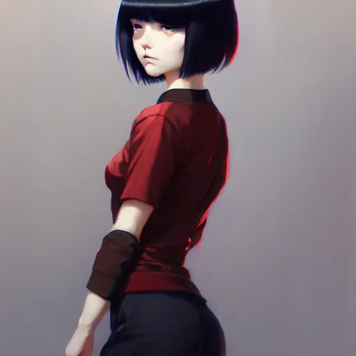 Image similar to elegant girl in urban outfit, cute fine face, rounded eyes, digital painting, fan art, pixiv, by Ilya Kuvshinov, katsuhiro otomo ghost-in-the-shell, magali villeneuve, artgerm, Jeremy Lipkin and Michael Garmash and Rob Rey