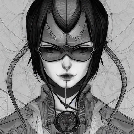 Image similar to techwear occultist, chaos magick, leviathan cross, androgynous, beautiful, detailed symmetrical close up portrait, intricate complexity, in the style of artgerm and ilya kuvshinov, cel shaded