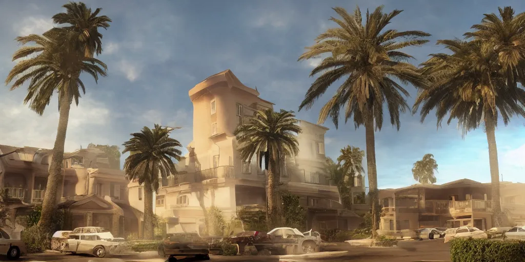 Prompt: plenty of room at the hotel california,, highly detailed vfx, cinematic, volumetric lighting,