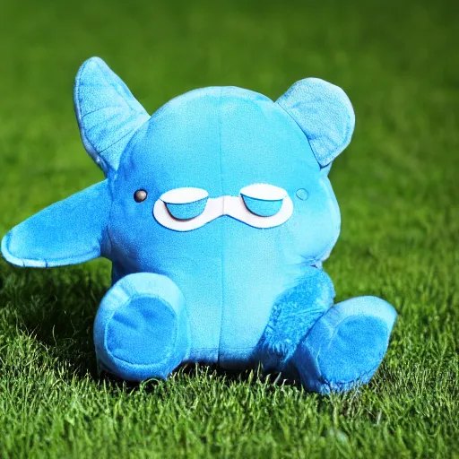 Prompt: blue'snappy gifts'plush doll, on grass, gifts, happy atmosphere, high detail, soft lighting, 8 k