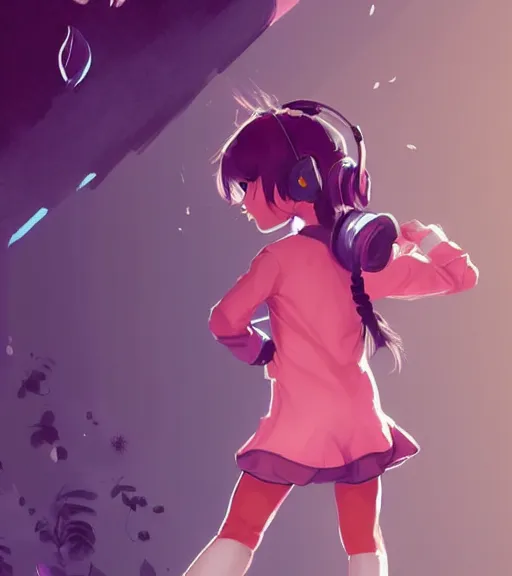 Prompt: beautiful little girl character inspired by 9 0's fashion and by madeline from celeste, art by rossdraws, wlop, ilya kuvshinov, artgem lau, sakimichan and makoto shinkai, concept art, headphones, anatomically correct, extremely coherent, realistic