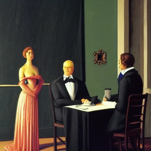 Image similar to French-Black-Royalty giving a speech by Raphael, Hopper, and Rene Magritte. detailed, romantic, enchanting, trending on artstation.