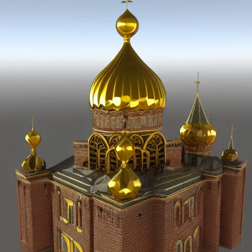 Prompt: bullet in the kremlin shape, dome form, digital art, 3 d high details render, unreal