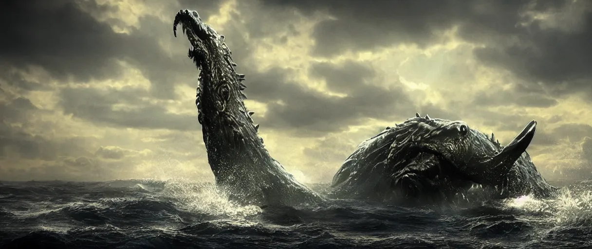 Prompt: ocean monster dramatic lighting cinematic establishing shot extremely high detail foto realistic cinematic lighting post processed