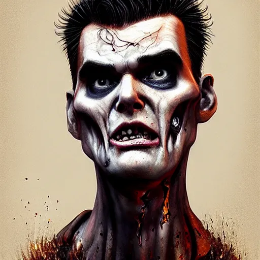 Prompt: portrait of a slim and young steven patrick morrissey as a zombie with a quiff, 7 days to die zombie, fine art, award winning, intricate, elegant, sharp focus, cinematic lighting, digital painting, 8 k concept art, art by z. w. gu, art by brom, art by michael hussar, 8 k