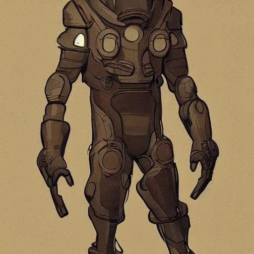 Prompt: character concept art, stylized proportions, human space suit, sci - fi!!!!, large shoulders, thin long legs, in the style of mike mignola, trending on artstation