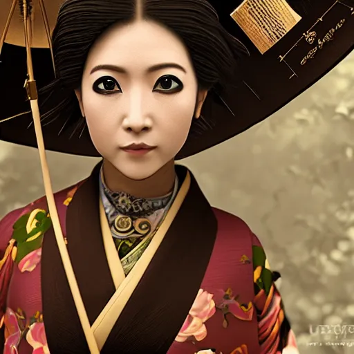 Image similar to hi resolution geisha portrait yasutomo oka steampunk 8 k ultrarealistic