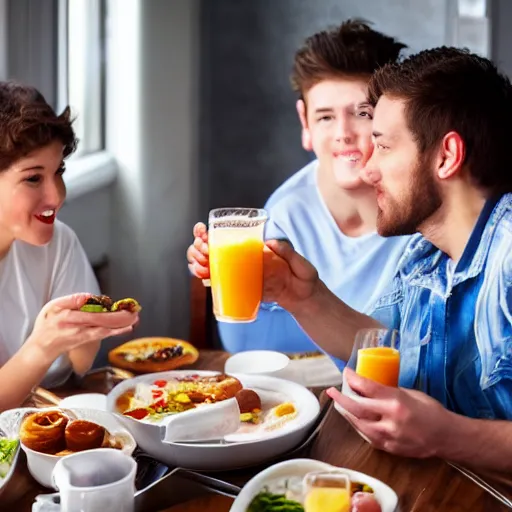 Image similar to light breakfast enjoyers eating a lightbulb detailed HD 8k High Resolution