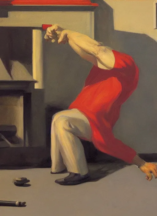 Prompt: hammer crushing hand by Edward Hopper and James Gilleard, highly detailed