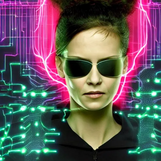 Image similar to woman plugged into the matrix