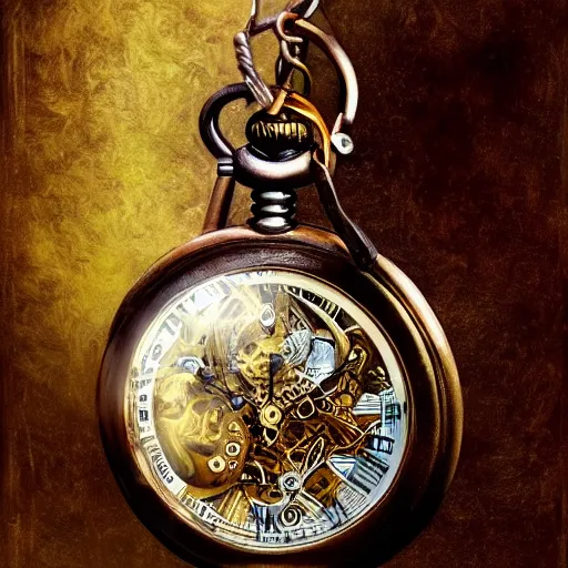 Image similar to low angle shot of a steampunk pocket watch by clive barker, intricate, elegant, highly detailed, centered, digital painting, artstation, concept art, smooth, sharp focus, illustration, artgerm, Tomasz Alen Kopera, Peter Mohrbacher donato giancola, Joseph Christian Leyendecker, WLOP, Boris Vallejo.