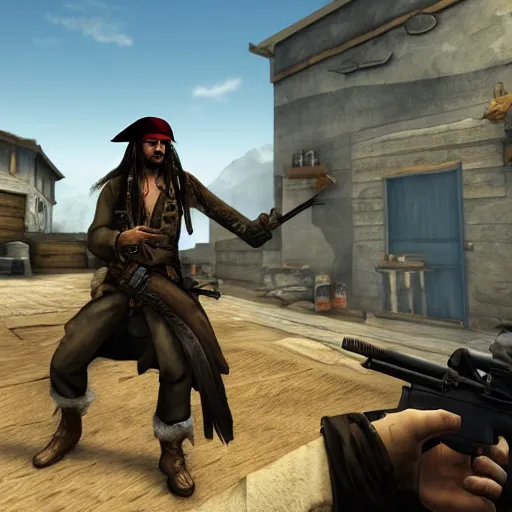 Prompt: jack sparrow in csgo. csgo screenshot