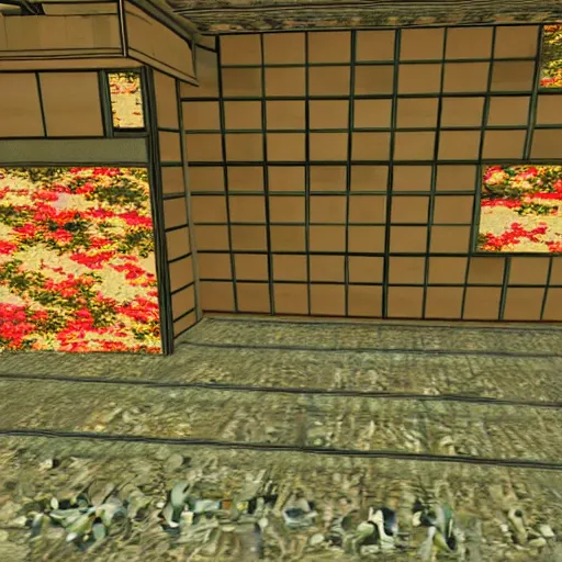 Image similar to japan rendered in the original quake 1 engine