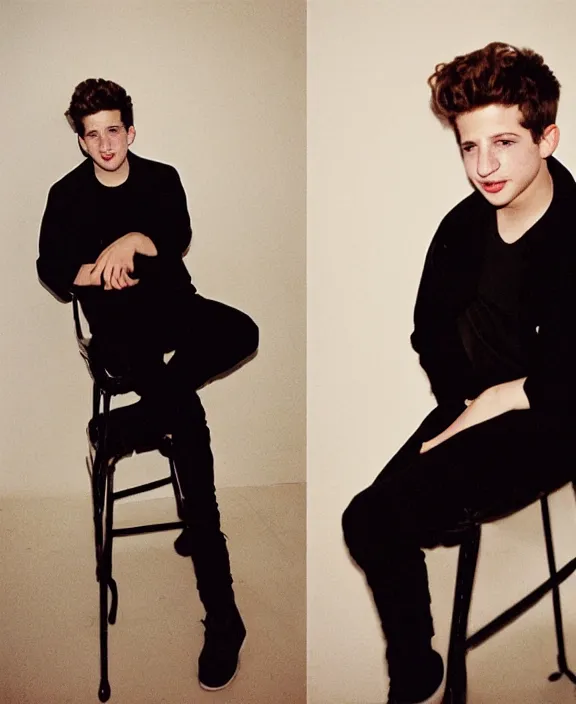 Image similar to portrait of charlie puth photographed by nan goldin