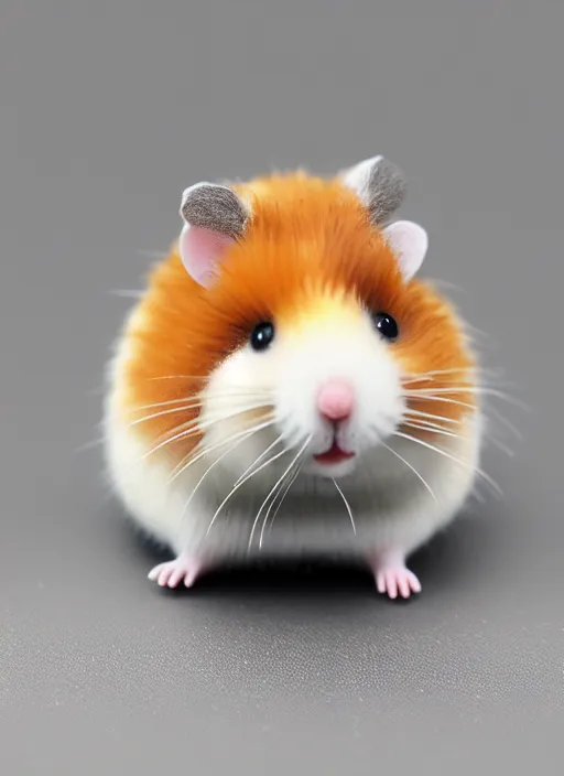 Prompt: 80mm resin detailed miniature of cute fluffy hamster, Product Introduction Photos, 4K, Full body, simple background