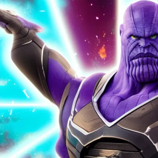 Image similar to thanos playing nintendo wii