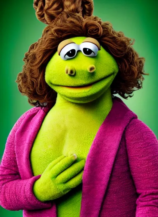 Image similar to studio portrait still of muppet!!!!! shrek!!!!!! as a muppet muppet as a muppet, 8 k, studio lighting, key light,