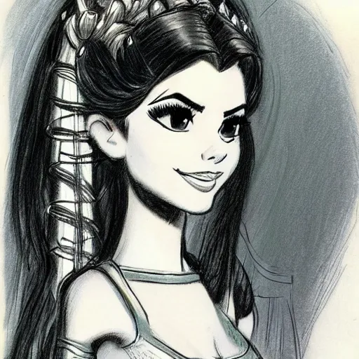 Image similar to milt kahl sketch of victoria justice with tendrils hair style as princess padme from star wars episode 3