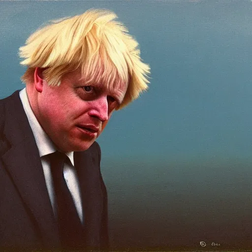 Image similar to Boris Johnson in the style of Beksinski