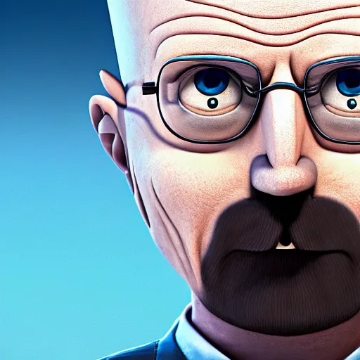Image similar to Walter White as Gru in Despicable Me, artistic, 8k, cinematic, accurate, symetric, face, dramatic lighting, pastel colours, hdr