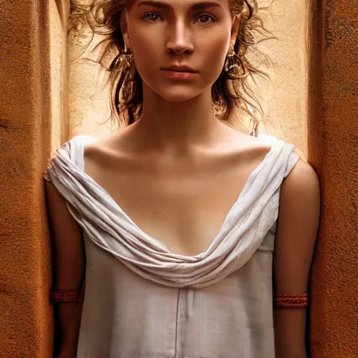 Image similar to portrait of a stunningly beautiful traditional female in soft light, depth of field, zeiss lens, detailed, symmetrical, centered, fashion photoshoot, by annie leibovitz and steve mccurry, david lazar, jimmy nelsson, breathtaking, 8 k resolution, extremely detailed, beautiful, establishing shot, artistic, hyperrealistic, beautiful face, octane render