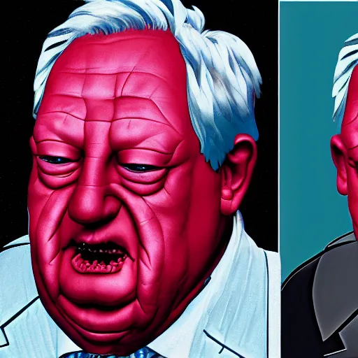 Image similar to boris yeltsin became bloody ugly lovecraftian degenerate abomination, photo - realistic, color image, 2 k, highly detailed, bodyhorror, occult art