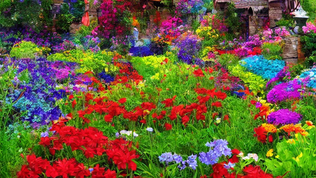 Image similar to colorful flowerbed, fantasy artwork, award winning, very very very very very very very beautiful scenery, artstation
